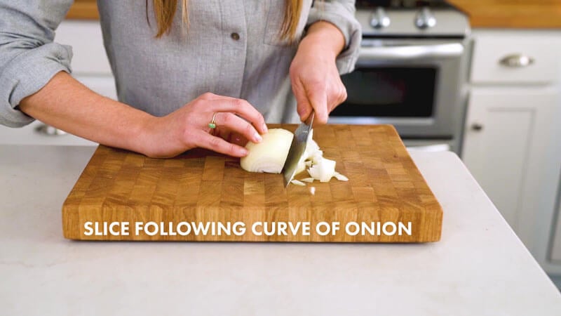 How to Cut an Onion | Slice following curve of onion