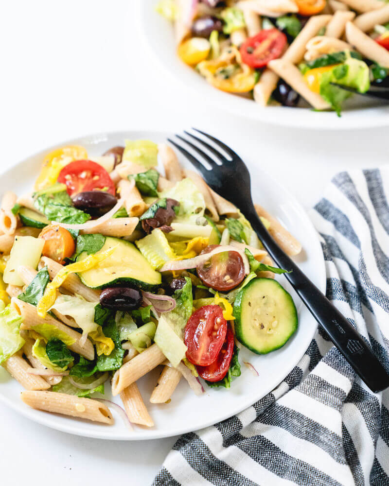 Vegan Italian pasta salad | 28 Day Vegetarian Meal Plan | Vegetarian weekly meal plan | Meal planning ideas | Meal prep plans | Meal planning calendar